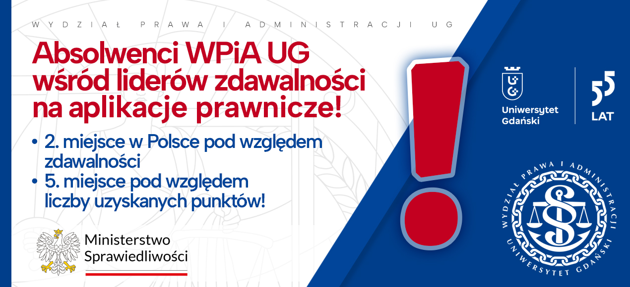Absolwenci WPiA UG wśród liderów zdawalności na aplikacje prawnicze!