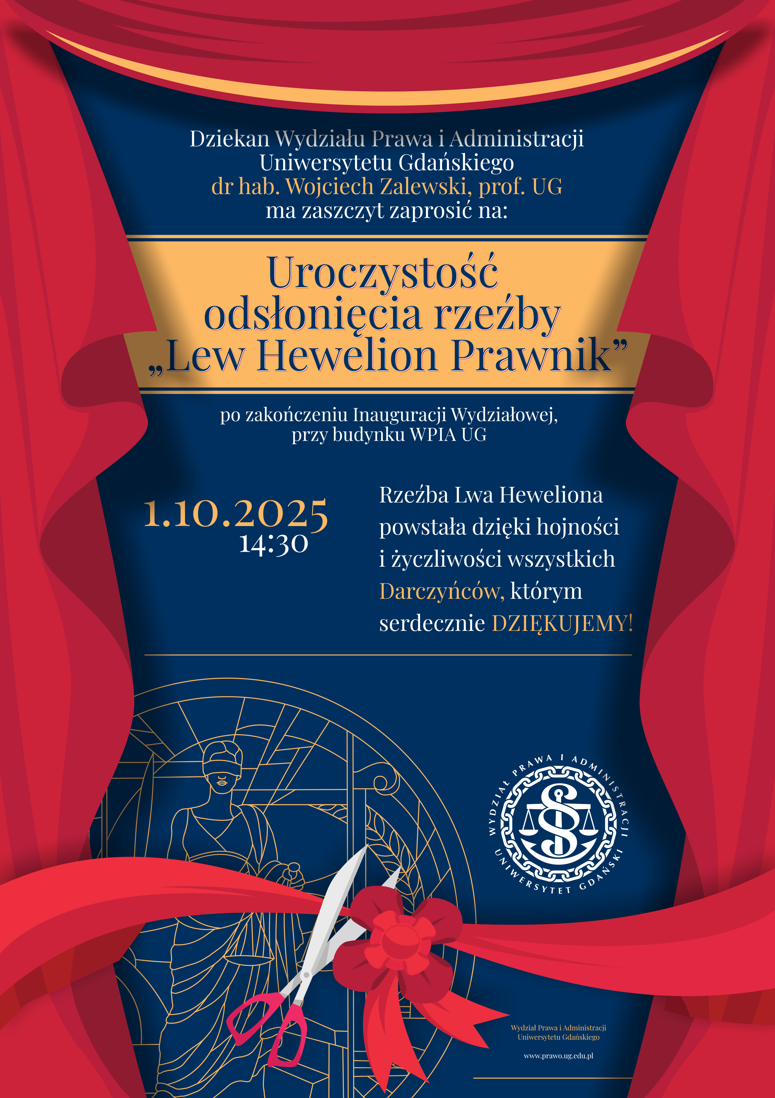 Uroczystość odsłonięcia rzeźby Lew Hewelion Prawnik