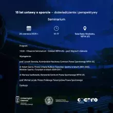 Seminarium "15 lat ustawy o sporcie - doświadczenia i perspektywy"