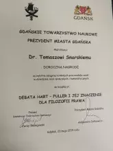 Dr Bartłomiej Gliniecki oraz dr Tomasz Snarski laureatami nagrody Gdańskiego Towarzystwa Naukowego i Prezydenta Miasta Gdańska z