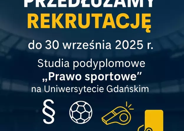 Przedłużenie rekrutacji na studia podyplomowe „Prawo sportowe” na Uniwersytecie Gdańskim